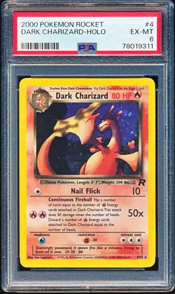 DARK CHARIZARD HOLO #4 2000 POKEMON ROCKET PSA 6 EX-MT - Image 1