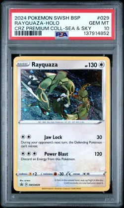2024 POKEMON BLACK STAR PROMOS COSMOS HOLO SWSH029 RAYQUAZA PSA 10 - Image 1