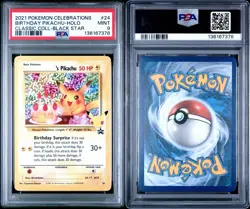 2021 Pokemon Celebrations Birthday Pikachu-Holo Coll-Black Star #24 PSA 9 - Image 3