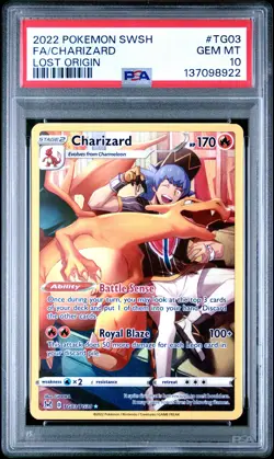 2022 POKEMON SWORD & SHIELD LOST ORIGIN #TG03 FULL ART/CHARIZARD PSA 10 - Image 1
