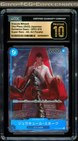 CGC 10 PRISTINE ⭐ One Piece Dracule Mihawk OP01-070 SR Alt Art Romance Dawn - Image 1