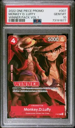 Monkey D Luffy One Piece winner pack vol.1 2022 P-007 Psa 10 GEM - Image 1