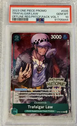 TRAFALGAR LAW OP02-035 Offline Regional Participant PSA 10 One Piece Card Promo - Image 1