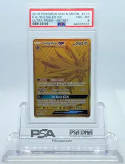POKEMON ULTRA PRISM SOLGALEO GX #173 SECRET RARE HOLO PSA 8 NM-MINT #44378181 - Image 1