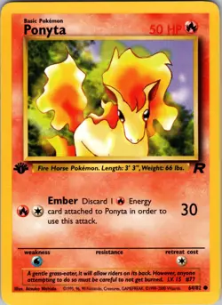 Ponyta 64/82 Team Rocket Pokemon TCG NM First Edition - Image 1