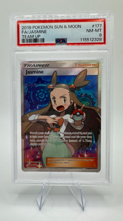 2019 POKEMON SUN & MOON TEAM UP: Jasmine #177 - Full Art - PSA 8 - Image 1