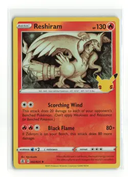 RESHIRAM 002/025 CELEBRATIONS HOLO RARE POKEMON TCG NM-LP - Image 1