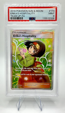 2019 Pokemon Sun & Moon Team Up Erika’s Hospitality #174 | FULL ART | PSA 9 MINT - Image 1