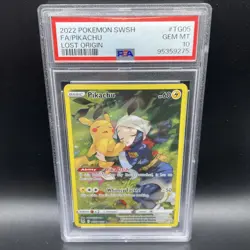 2022 Pokemon TCG Lost Origin Pikachu Full Art Trainer Gallery PSA 10 #TG05/TG30 - Image 1