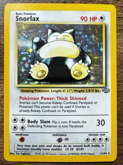 Pokemon TCG Snorlax 11/64-Ultra Rare Holo Jungle Set 1999 WOTC - Image 1