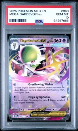 2025 Pokemon Mega Evolutions # 060 Mega Gardevoir EX PSA 10 Card GEM MINT! - Image 1