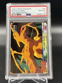1999 Topps Pokemon The Movie Edt #35 Movie Edition The Fight Rages PSA 10 - Image 1