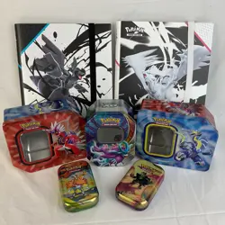 Pokemon Trading Card Binders NEW x 2 with Assorted Tins (H2) CP#8681 - Image 1