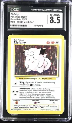 CGC 8.5 Clefairy 1999 Base Set 5/102 Holo - Black Dot Error Pokemon Card - Image 1