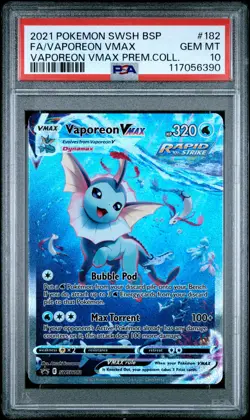 2021 POKEMON SWSH BLACK STAR PROMO #182 FULL ART/VAPOREON VMAX PSA 10 - Image 1