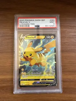 2020 Pokemon Pikachu V SWSH063 Black Star Promo PSA 9 Mint - Image 1