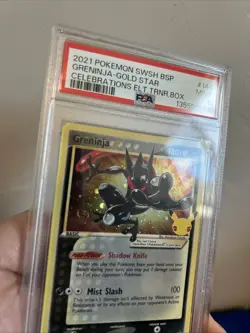 2021 Pokemon Greninja Gold Star Celebrations ETB Promo SWSH144 Mint PSA 9 Swirl - Image 3