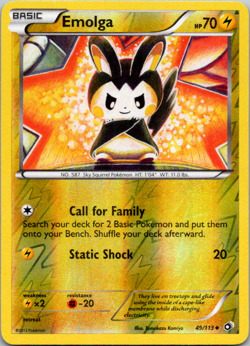 Emolga 49/113 Reverse Holo Pokemon Legendary Treasures LTR 2013 Vintage VLP - Image 1