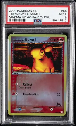 2004 POKEMON EX TEAM MAGMA VS TEAM AQUA TEAM MAGMA'S NUMEL-REVERSE FOIL PSA 9 - Image 1