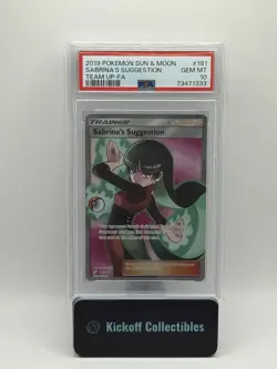 2019 POKEMON SUN & MOON TEAM UP #181 FULL ART/SABRINA'S SUGGESTION PSA 10 - Image 1