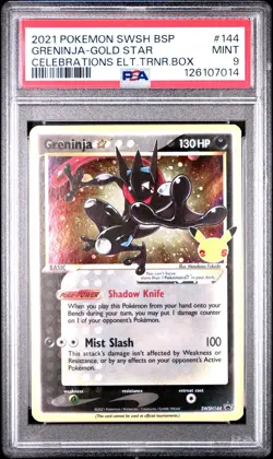 2021 POKEMON SWSH BLACK STAR PROMO #144 GRENINJA-GOLD STAR PSA 9 - Image 1