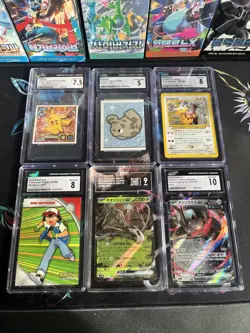 Pokemon Graded Card Lot CGC 10/8/7.5 Slabs + TAG 9 - Pikachu, Ash Ketchum + More - Image 1