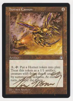 Gold Signed Hornet Cannon MP Stronghold Artist Ron Spencer 1998 WOTC MTG Magic! - Image 1