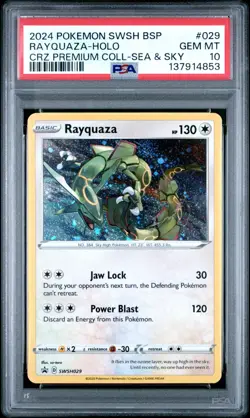 2024 POKEMON BLACK STAR PROMOS COSMOS HOLO SWSH029 RAYQUAZA PSA 10 - Image 1