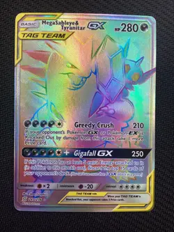 Pokemon TCG SM - Unified Minds #245/236 Mega Sableye & Tyranitar GX (Secret) NM - Image 1