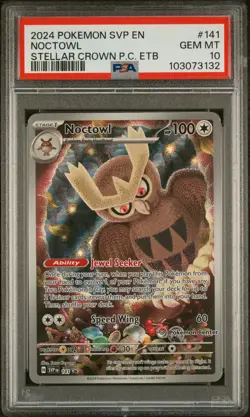 2024 POKEMON SVP EN-SV BLACK STAR PROMO #141 NOCTOWL PSA 10 - Image 1