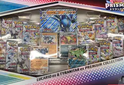 PRISMATIC EVOLUTIONS Lucario EX and Tyranitar EX Premium Collection 1 Box Set - Image 1
