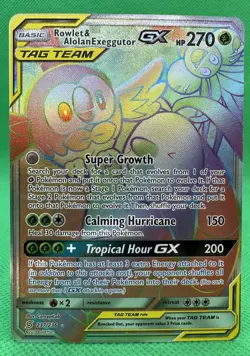 Pokemon Tcg - Rowlet & Alolan Exeggutor Gx 237/236 Hyper Rare Unified Minds NM - Image 1