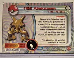 Alakazam #65 Pokemon TV 1999 Topps Black Logo Official NM - Image 2