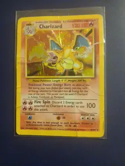 Pokemon TCG Base Set Charizard Card 4/102 Holo Rare Card- Heavily Played - Image 1