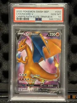 Pokemon Charizard v SWSH050 Champions Path Promo Card PSA 10 - Image 1