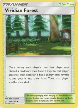 POKEMON CARD VIRIDIAN FOREST 156/181 STADIUM TRAINER POKEMON TCG CCG - Image 1