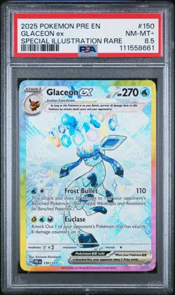 Glaceon ex 150/131 PSA 8.5 NM/MT PRE Prismatic Evolutions 2025 Pokemon SIR #150 - Image 1