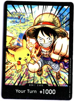 ULTRA RARE LOW POP!!! ONE PIECE POKEMON COLLAB LUFFY PIKACHU HOLOFOIL ART CARD - Image 1
