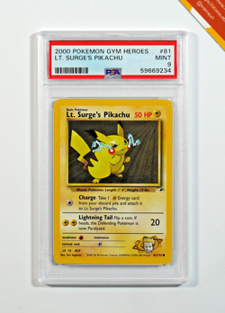 Pokemon PSA 9 Lt. Surge's Pikachu #81 Gym Heroes 2000 English - Image 1