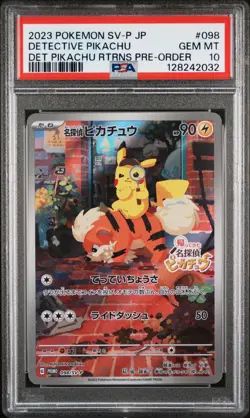 2023 POKEMON JPN SV-P PROMO #098 DETECTIVE PIKACHU PSA 10 - Image 1