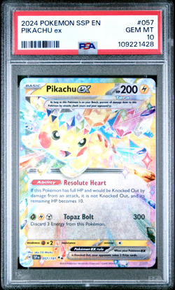 2024 POKEMON SSP EN-SURGING SPARKS #057 PIKACHU ex PSA10 - Image 1