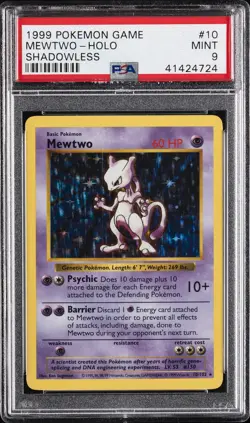 1999 POKEMON BASE SET SHADOWLESS #10 MEWTWO-HOLO PSA 9 - Image 1
