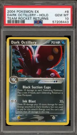 Pokemon Dark Octillery EX Team Rocket Returns Holo Rare #8 PSA 10 Gem Mint - Image 1