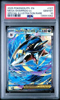 2025 PSA 10 POKEMON PHANTASMAL FLAMES MEGA SHARPEDO EX 127/094 English SIR - Image 1