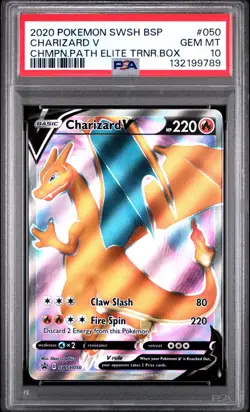 PSA 10 CHARIZARD V SWSH050 FULL ART BLACK STAR PROMO CHAMPIONS PATH POKEMON 🔥 - Image 1