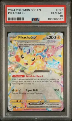 Pokemon TCG - Surging Sparks English - Pikachu EX - #057 - PSA 10 - 057/191 - Image 1