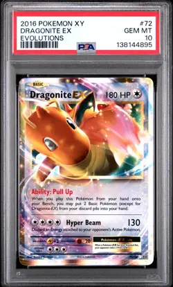 2016 Pokemon XY Evolutions Dragonite EX 72/108 PSA 10 - Image 1