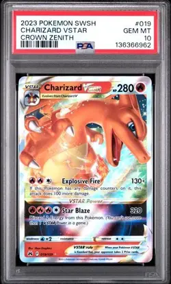 2023 POKEMON SWORD & SHIELD CROWN ZENITH #019 CHARIZARD VSTAR PSA 10 - Image 1