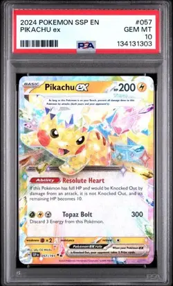 Pokemon TCG - Surging Sparks English - Pikachu EX - #057 - PSA 10 - 057/191 - Image 1