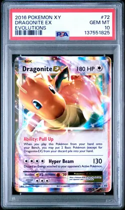 2016 POKEMON XY EVOLUTIONS #72 DRAGONITE EX PSA 10 - Image 1